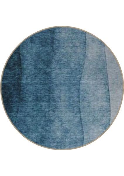 Rugs Modern Shape Koleksiyonu Yuvarlak Mavi Tonlarda Soyut Desenli Dokuma Taban Halı SHAPE126