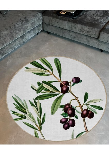Shape Koleksiyonu Yuvarlak Zeytin Dalı Desenli Dokuma Taban Halı SHAPE103 fiyatları