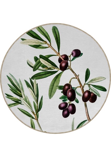 Shape Koleksiyonu Yuvarlak Zeytin Dalı Desenli Dokuma Taban Halı SHAPE103 modelleri