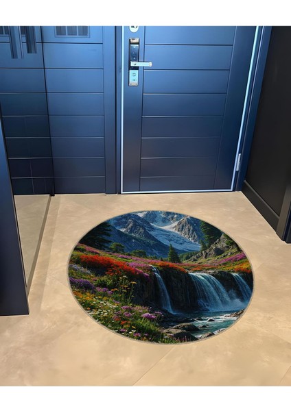 Shape Koleksiyonu Yuvarlak Dağ Manzarası Desenli Dokuma Taban Halı SHAPE106 fırsatları