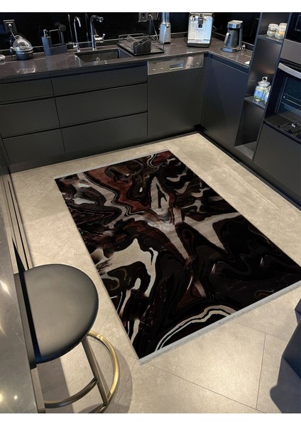 Shape Koleksiyonu Siyah Kahve Bej Tonlarda Dokuma Taban Saçaklı Modern Dekoratif Halı SHAPE113