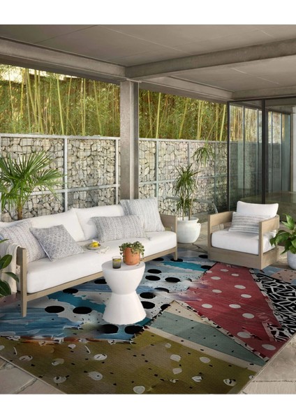 Shape Koleksiyonu Çok Renkli Puantiye Desenli Dokuma Taban Modern Dekoratif Halı SHAPE82