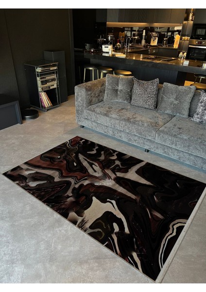 Shape Koleksiyonu Siyah Kahve Bej Tonlarda Dokuma Taban Saçaklı Modern Dekoratif Halı SHAPE113 fiyatları