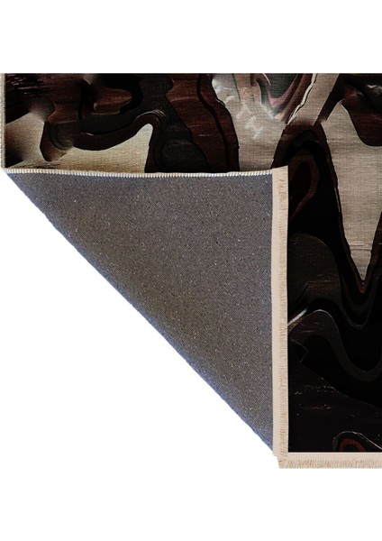 Shape Koleksiyonu Siyah Kahve Bej Tonlarda Dokuma Taban Saçaklı Modern Dekoratif Halı SHAPE113 indirimleri