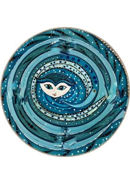 Shape Koleksiyonu Yuvarlak Mavi Yüz Detaylı Desenli Dokuma Taban Halı SHAPE68 modelleri