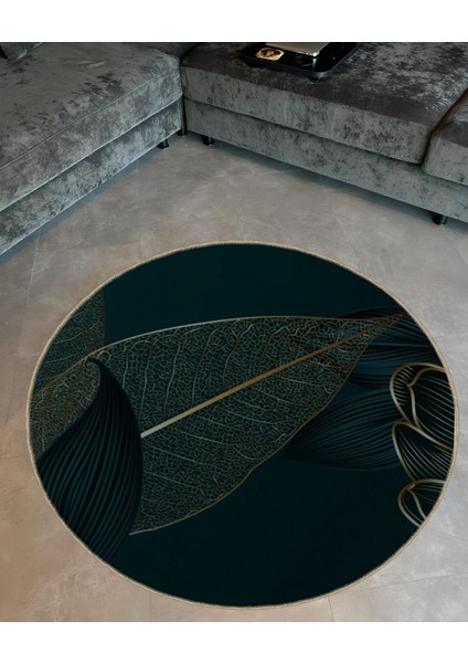 Shape Koleksiyonu Koyu Yeşil Soyut Yaprak Desenli Dokuma Taban Halı SHAPE98 fiyatları