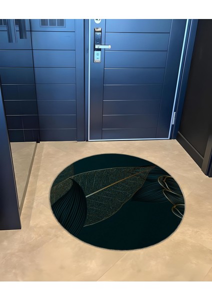 Shape Koleksiyonu Koyu Yeşil Soyut Yaprak Desenli Dokuma Taban Halı SHAPE98 fırsatları