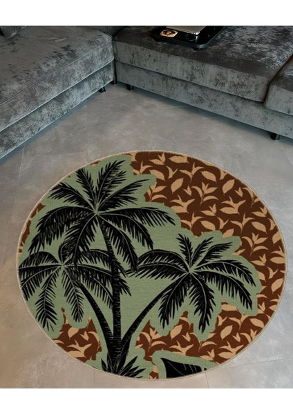 Shape Koleksiyonu Yuvarlak Palmiye Detaylı Çok Renkli Desenli Dokuma Taban Halı SHAPE125 fiyatları