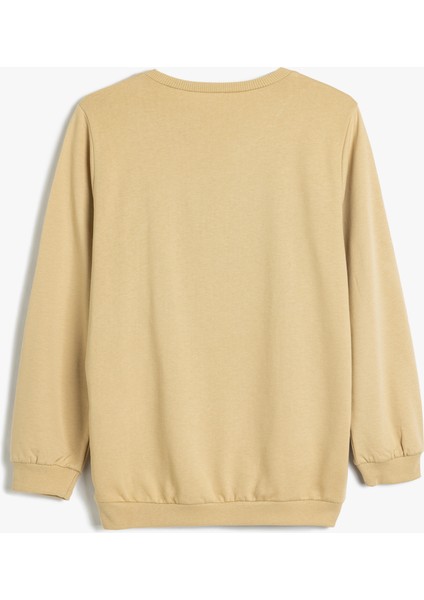Sweatshirt Kaplan Baskılı Uzun Kollu Bisiklet Yaka Pamuklu fiyatları
