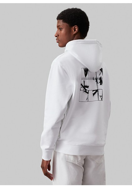 Kapüşon Yaka Beyaz Erkek Sweatshırt J30J325639YAF Grıd Monogram Hoodıe fiyatları