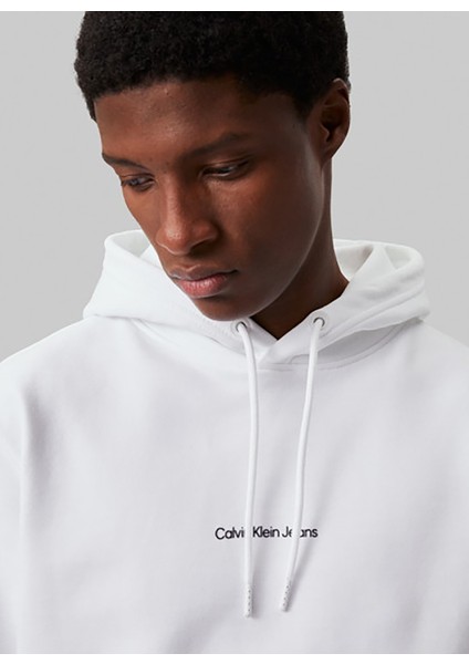 Kapüşon Yaka Beyaz Erkek Sweatshırt J30J325639YAF Grıd Monogram Hoodıe fırsatları