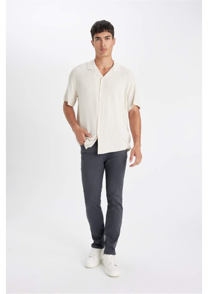 Pantolon Slim Fit Dar Kesim Cepli Dar Paça C9436AX24AU