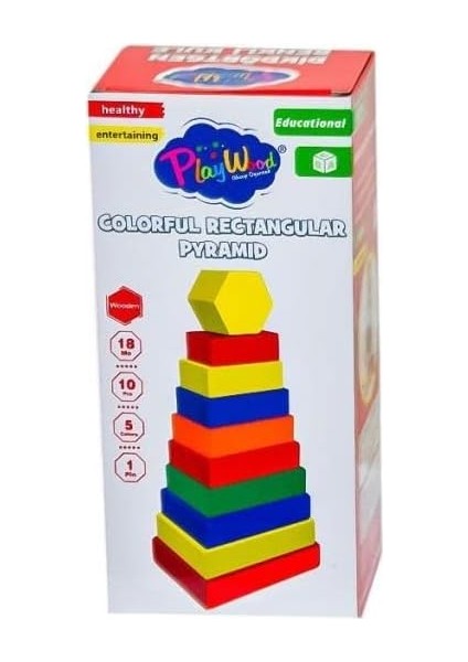 Ahşap Dikdörtgen Renkli Kule - Onyıl Oyuncak