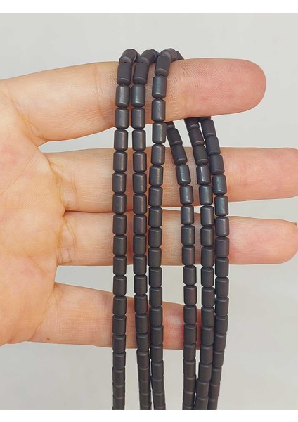 Çeyrek Dizi (9cm Uzunluğundadır!) Hematit Taşı Çeyrek Dizi 4*5.5mm (48144)
