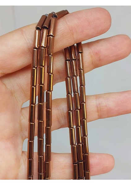 Çeyrek Dizi (9cm Uzunluğundadır!) Hematit Taşı Çeyrek Dizi 3*9mm (49616)