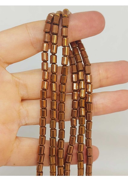 Çeyrek Dizi (9cm Uzunluğundadır!) Hematit Taşı Çeyrek Dizi 4*5.5mm (48146)