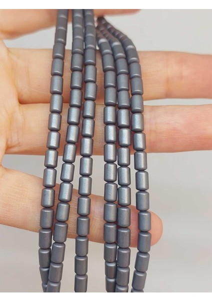 Çeyrek Dizi (9cm Uzunluğundadır!) Hematit Taşı Çeyrek Dizi 4*5.5mm (48148)
