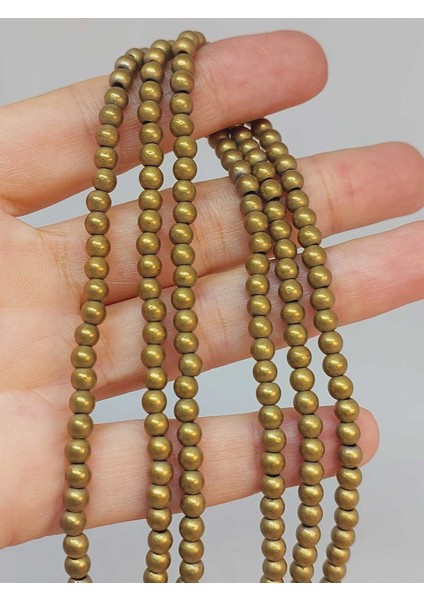 Çeyrek Dizi (9cm Uzunluğundadır!) Hematit Taşı Çeyrek Dizi 4mm (48182)