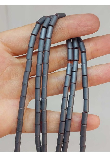 Çeyrek Dizi (9cm Uzunluğundadır!) Hematit Taşı Çeyrek Dizi 3.5*8mm (48204)