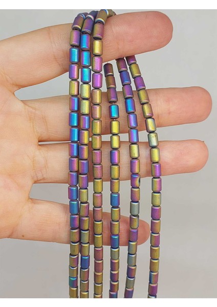 Çeyrek Dizi (9cm Uzunluğundadır!) Hematit Taşı Çeyrek Dizi 4*5.5mm (48134)