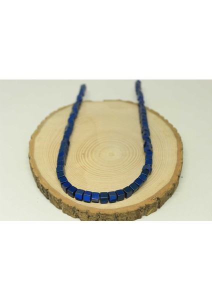 Çeyrek Dizi (9cm Uzunluğundadır!) Hematit Taşı Küp Şekilli 6mm Çeyrek Dizi (24435)