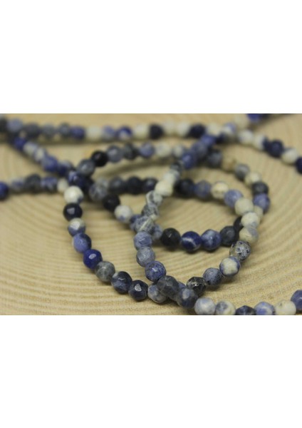Çeyrek Dizi (9cm Uzunluğundadır!) Sodalit Taşı Faset Kesim Çeyrek Dizi 4mm