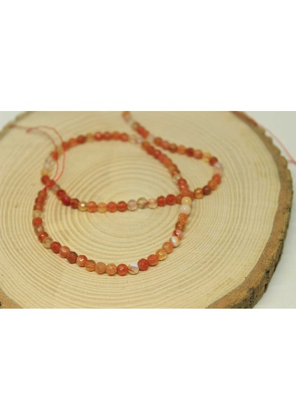 Çeyrek Dizi (9cm Uzunluğundadır!) Akik Taşı Faset Kesim Çeyrek Dizi 4mm (24035)