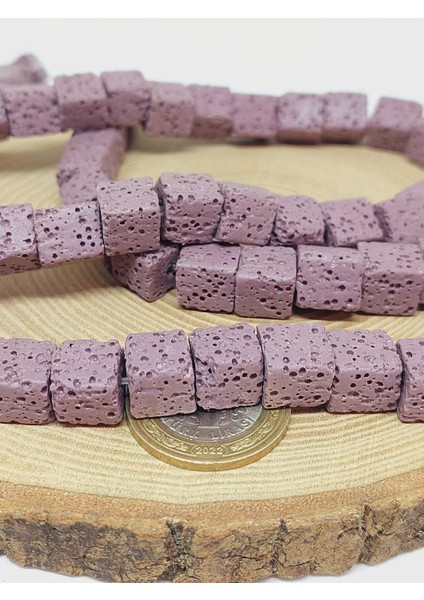 Çeyrek Dizi (9cm Uzunluğundadır!) Lav Taşı Mor Küp Şekilli Çeyrek Dizi 10*10MM (51628) fırsatları