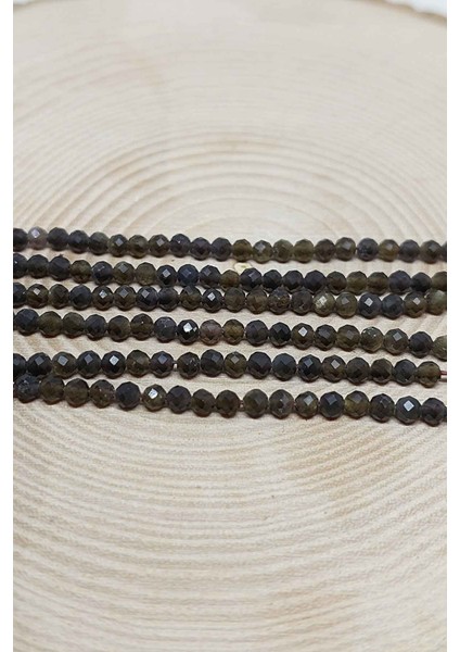 Çeyrek Dizi (9cm Uzunluğundadır!) Golden & Siyah Obsidyen Taşı Çeyrek Dizi 2.5mm modelleri