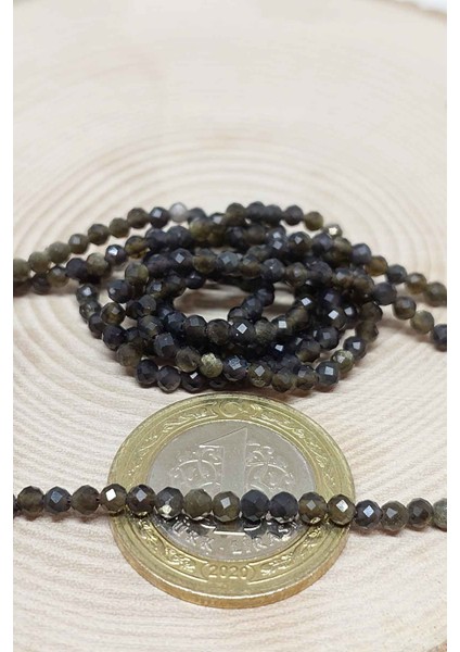 Çeyrek Dizi (9cm Uzunluğundadır!) Golden & Siyah Obsidyen Taşı Çeyrek Dizi 2.5mm fırsatları