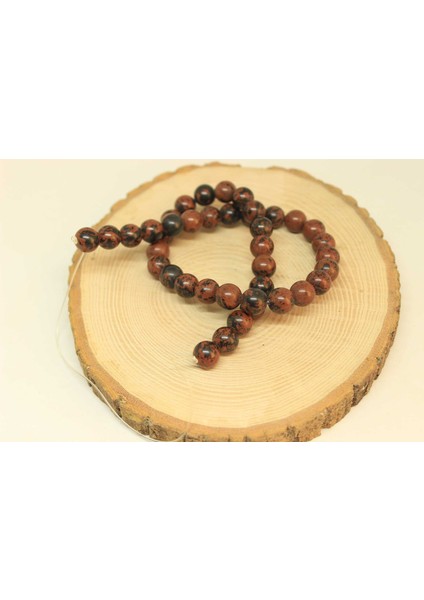 Çeyrek Dizi (9cm Uzunluğundadır!) Kahverengi Obsidyen Taşı Çeyrek Dizi 10MM (25890)