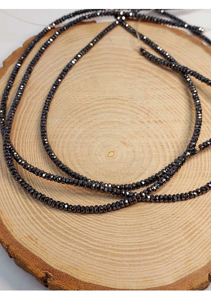 Çeyrek Dizi (9cm Uzunluğundadır!) Hematit Taşı Rondela Faset Kesim Çeyrek Dizi 3*1.5mm (41230)