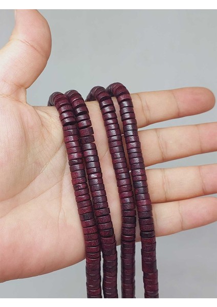 Çeyrek Dizi (9cm Uzunluğundadır!) Ud Ağacı Ahşap Çeyrek Dizi Rondela Kesim 7.5*2.5mm (51372)