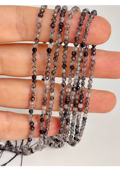 Çeyrek Dizi (9cm Uzunluğundadır!) Rutil Kuvars Taşı Çeyrek Dizi 2mm (45458)