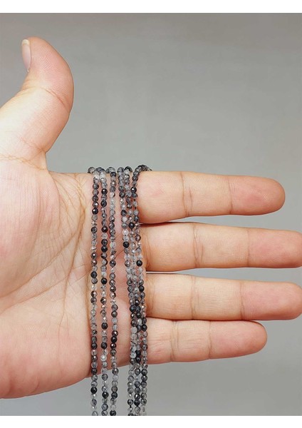 Çeyrek Dizi (9cm Uzunluğundadır!) Rutil Kuvars Taşı Çeyrek Dizi 2mm (51188)