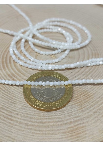 Çeyrek Dizi (9cm Uzunluğundadır!) Sedef Taşı Beyaz Çeyrek Dizi 2mm modelleri