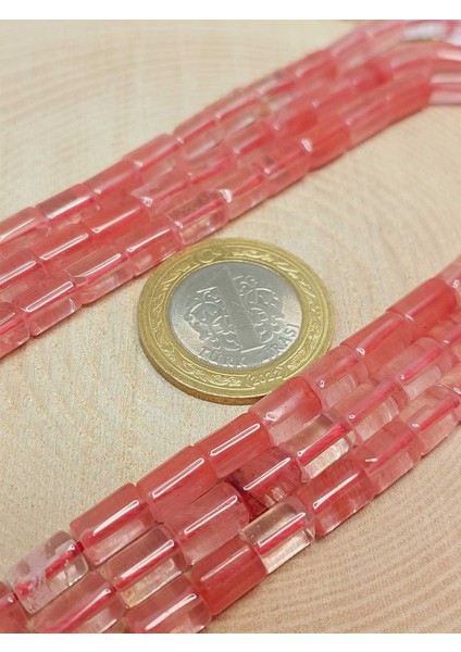 Çeyrek Dizi (9cm Uzunluğundadır!) Gül Kuvars Taşı Silindir Kesim 5.5x7.5mm Çeyrek Dizi (49312) modelleri