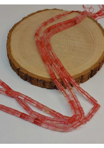 Çeyrek Dizi (9cm Uzunluğundadır!) Gül Kuvars Taşı Silindir Kesim 5.5x7.5mm Çeyrek Dizi (49312) fırsatları