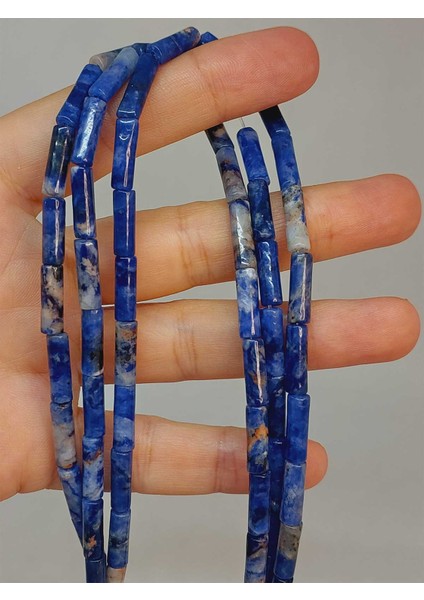 Çeyrek Dizi (9cm Uzunluğundadır!) Sodalit Taşı Silindir Kesim 4X12.5MM Çeyrek Dizi (49364)