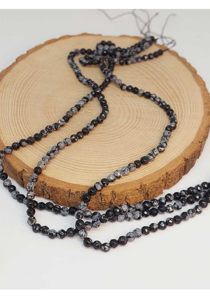 Çeyrek Dizi (9cm Uzunluğundadır!) Kar Tanesi Obsidyen Taşı Çeyrek Dizi Faset Kesim 4-4.5mm Aralığı fırsatları