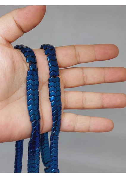 Çeyrek Dizi (9cm Uzunluğundadır!) Hematit Taşı Şekilli Çift Delikli 4.5*12MM Çeyrek Dizi (52304)