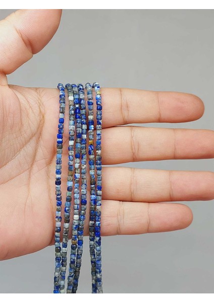 Çeyrek Dizi (9cm Uzunluğundadır!) Lapis Taşı Küp Şekilli Çeyrek Dizi 2mm (51144)