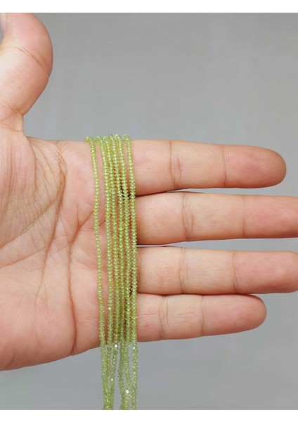 Çeyrek Dizi (9cm Uzunluğundadır!) Peridot (Zebercet) Taşı Çeyrek Dizi 1*1.8mm (51122)