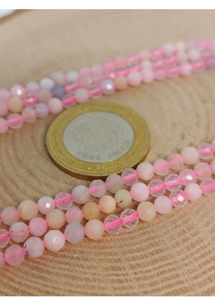 Çeyrek Dizi (9cm Uzunluğundadır!) Morganit Taşı Faset Kesim Çeyrek Dizi 4mm (45242)