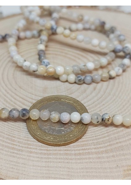 Çeyrek Dizi (9cm Uzunluğundadır!) Beyaz Alacalı Opal Taşı Çeyrek Dizi 4mm modelleri