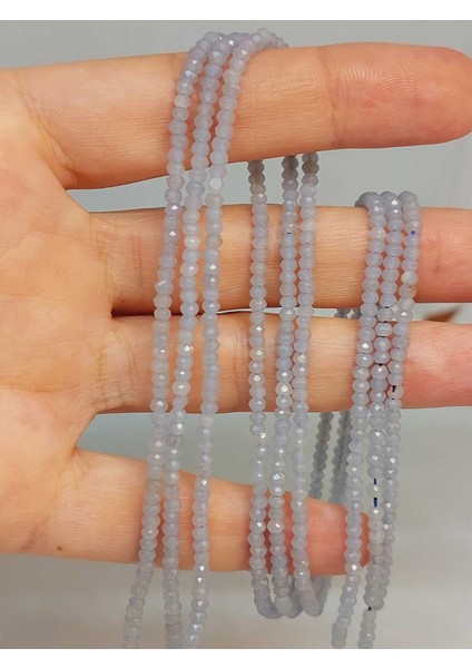 Çeyrek Dizi (9cm Uzunluğundadır!) Angelit Taşı Rondela Faset Kesim Çeyrek Dizi 1.5*2.5mm (45942)