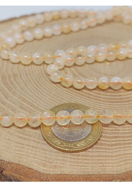 Çeyrek Dizi (9cm Uzunluğundadır!) Sitrin Taşı Çeyrek Dizi Buzlu Renkler 6mm (51412) fırsatları