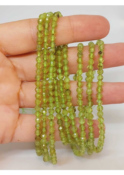 Çeyrek Dizi (9cm Uzunluğundadır!) Peridot (Zebercet) Taşı Çeyrek Dizi 3.5mm (45946)