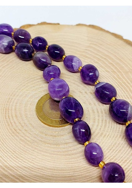 Çeyrek Dizi (9cm Uzunluğundadır!) Ametist Taşı Koyu Renk Şekilli Çeyrek Dizi (44555) fırsatları