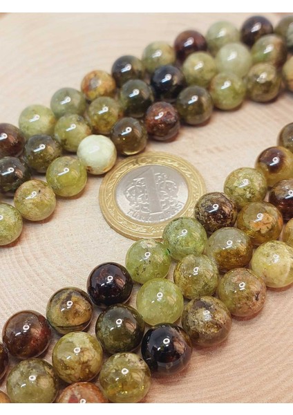 Çeyrek Dizi (9cm Uzunluğundadır!) Yeşil Alacalı Lal (Granat) (Garnet) Taşı Çeyrek Dizi 10MM (49238) modelleri